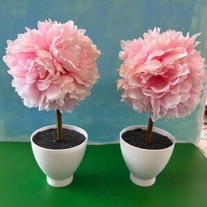 Pink Floral Home Accent in White Pot